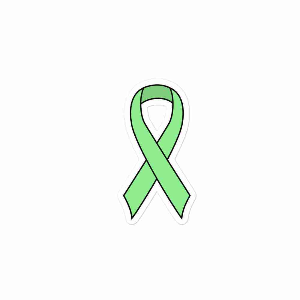 A mint green awareness ribbon.