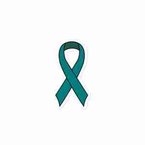 A teal awareness ribbon.