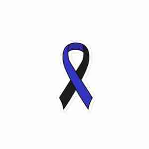 A royal blue and black awareness ribbon.