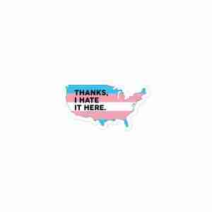 "Thanks, I Hate It Here" sticker - Trans (USA)